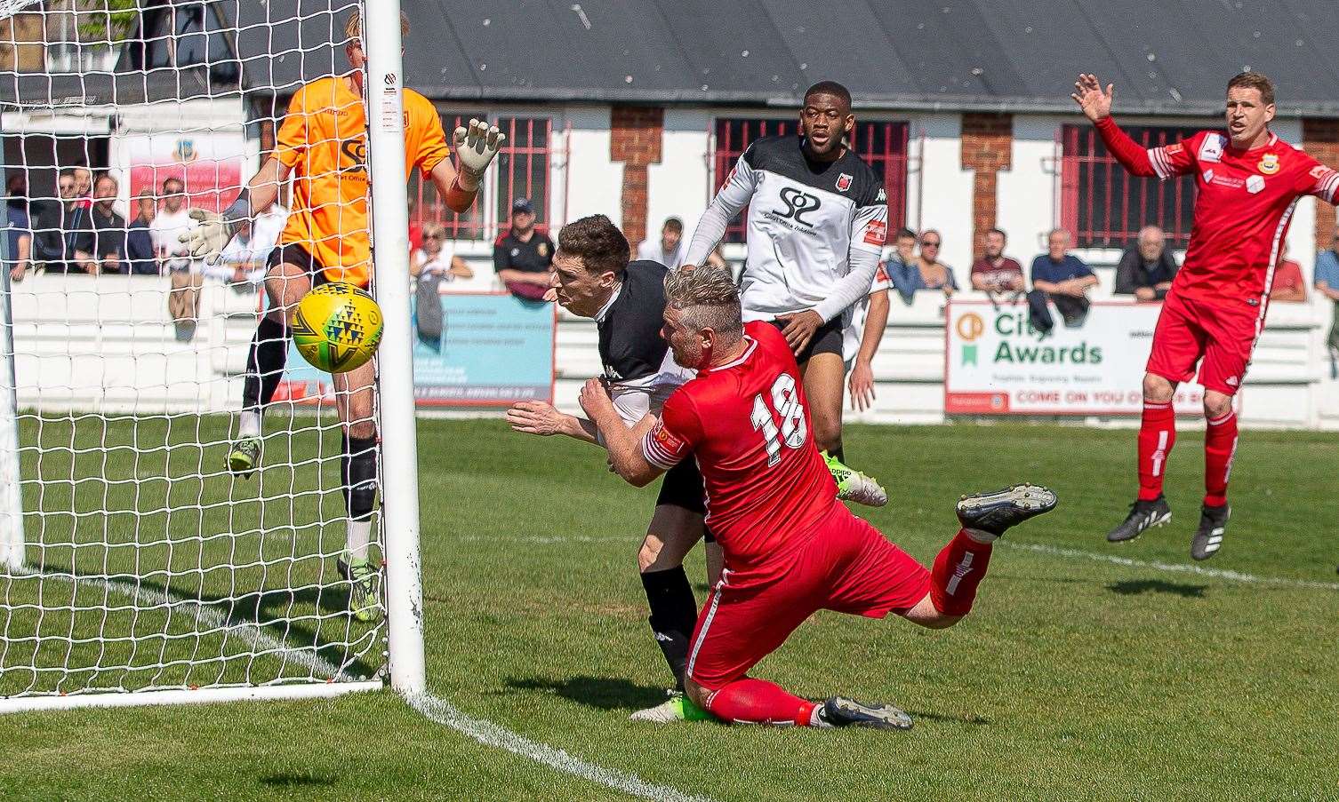 Harry Goodger goes close under pressure from Sam Bewick at the weekend. Picture: Les Biggs