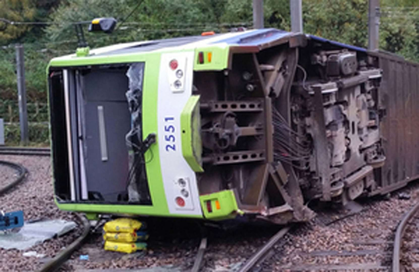 The tram after it derailed (RAIB/PA)