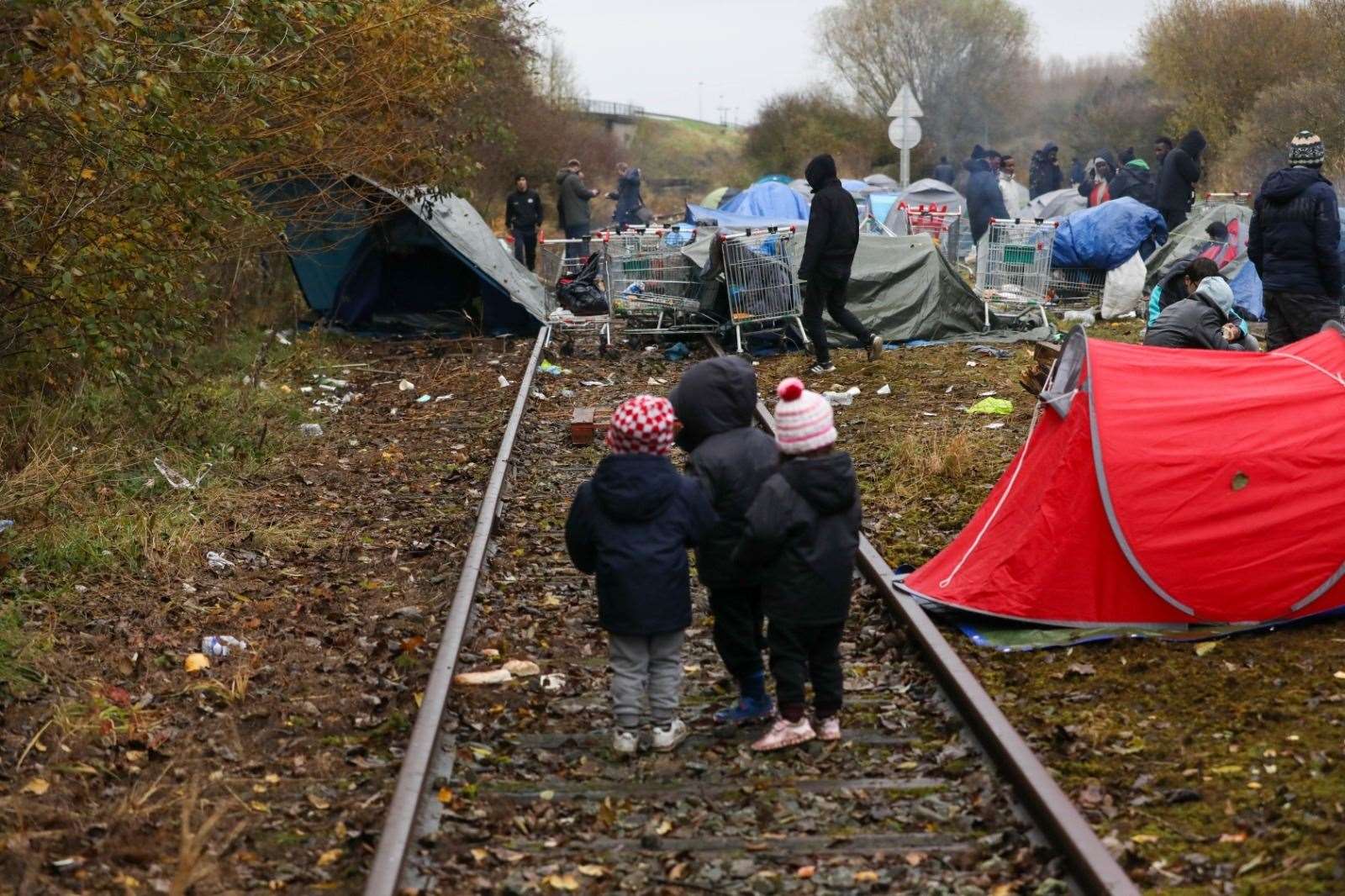 Asylum seekers at a camp in France Stock picture: UKNIP