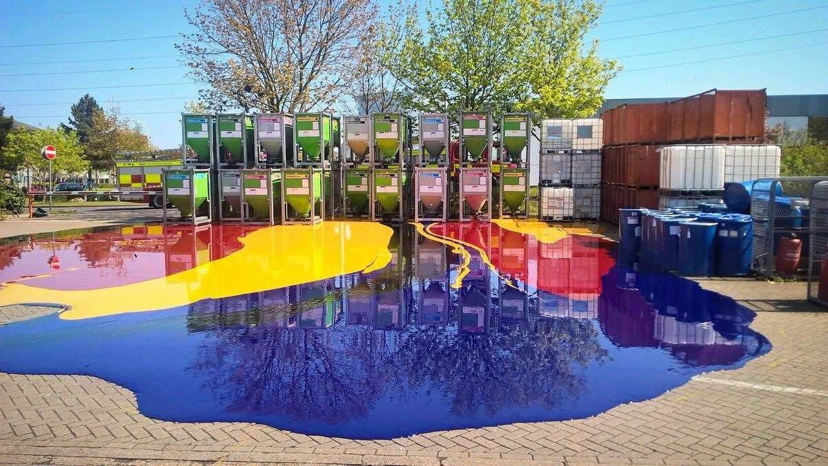 This ink spillage in Dartford could be mistaken for an art instillation