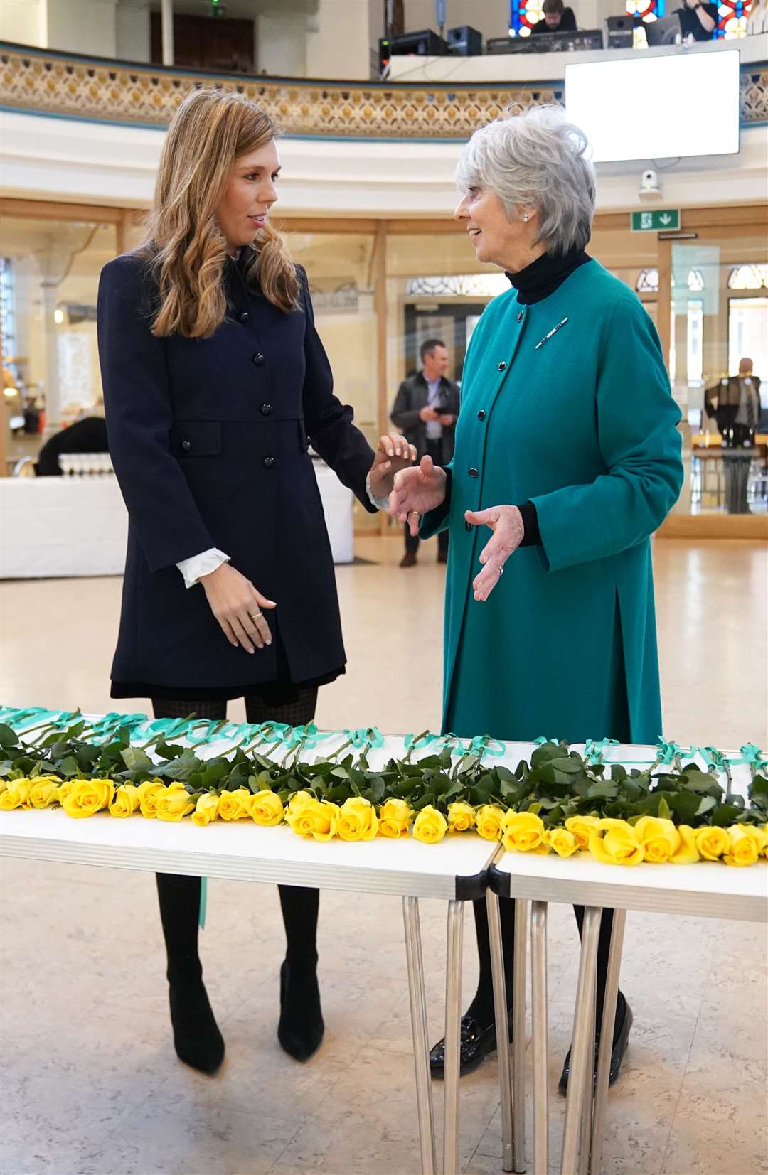 Carrie Johnson and Joanna Simpson’s mother Diana Parkes in Westminster for the launch (Kirsty O’Connor/PA)