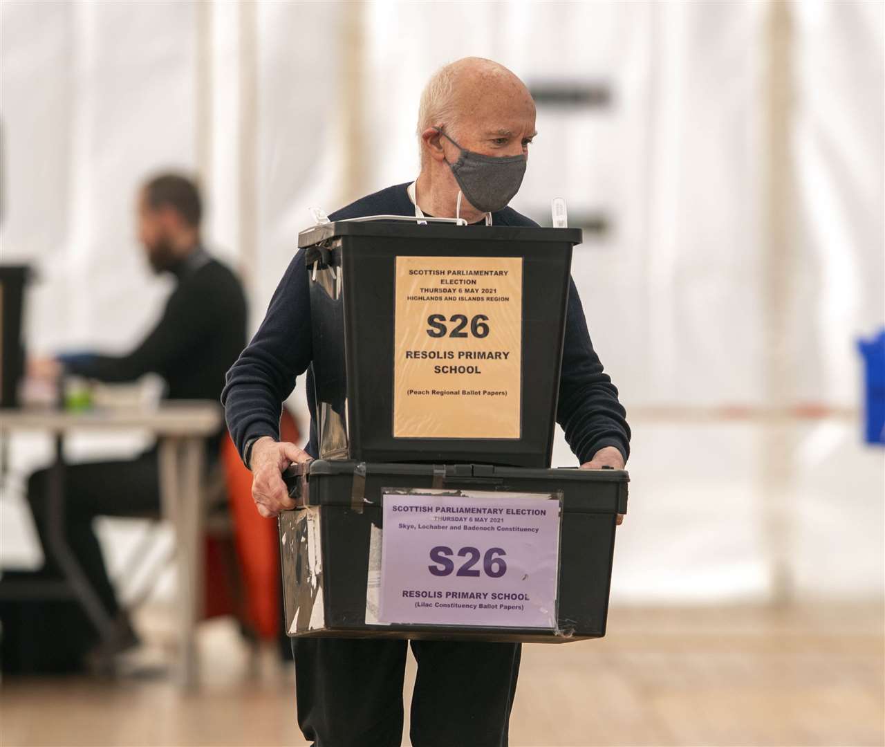 Ballot boxes arrive at the Inverness Leisure Hall (Trevor Martin/PA)