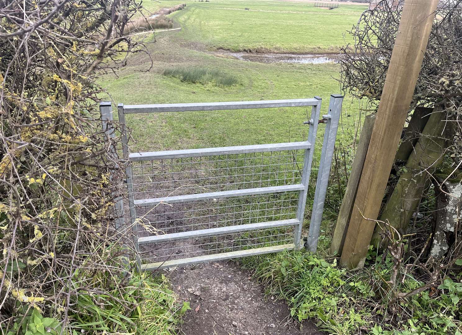 Through a public foot path is the route to the church