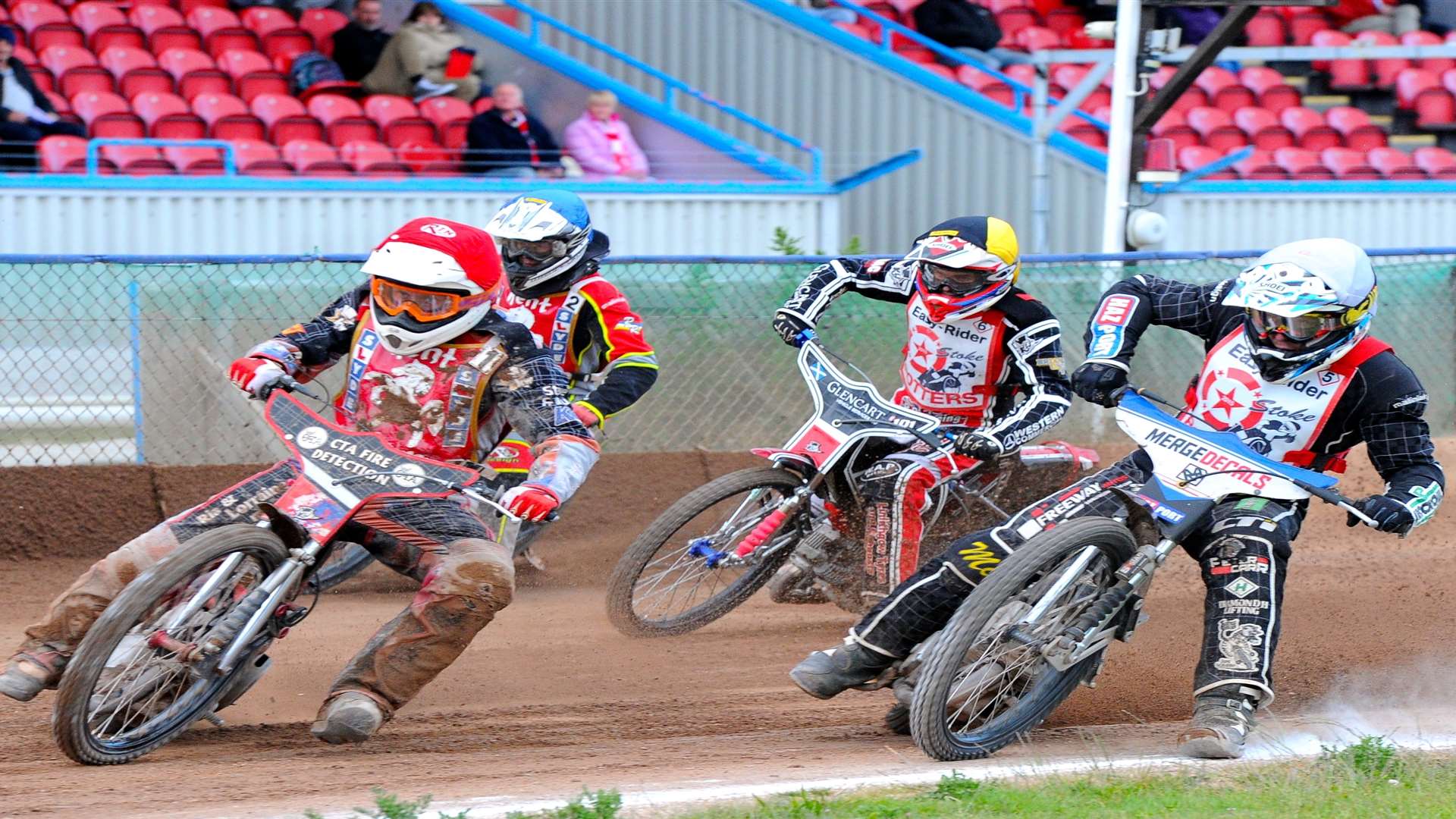 Kent captain Ben Morley (red helmet) leads against Stoke Potters Picture: Elizabeth Leslie