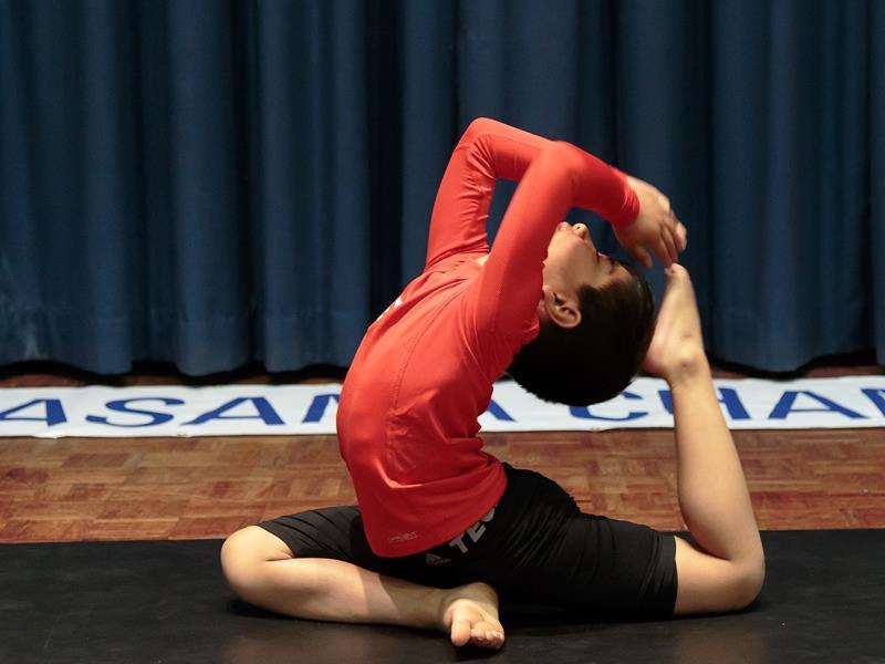 Ishwar performing one of his yoga moves