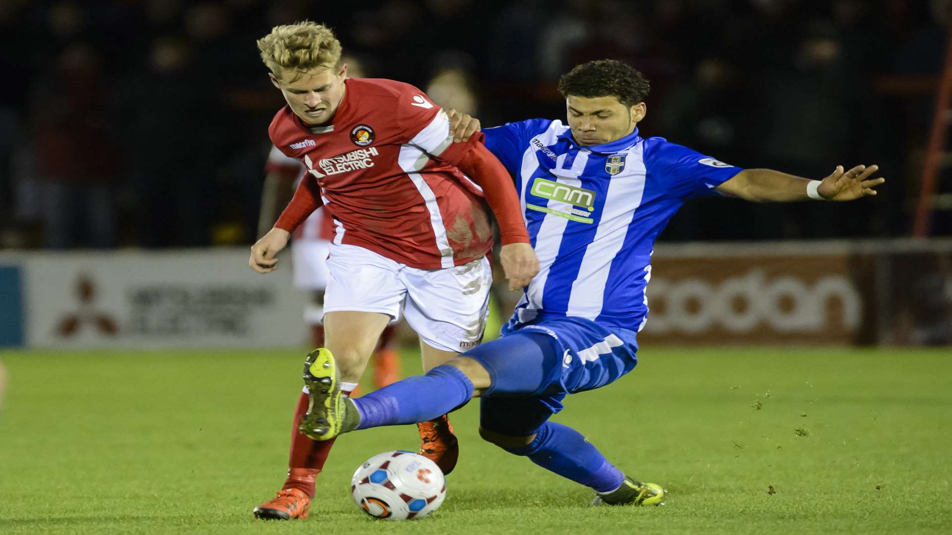 Jordan Parkes on the ball for Ebbsfleet against Bishop's Stortford Picture: Andy Payton