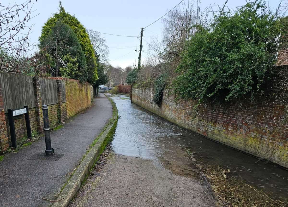 The city council is poised for potential flooding as the Nailbourne flows through Barham. Picture: Canterbury City Council