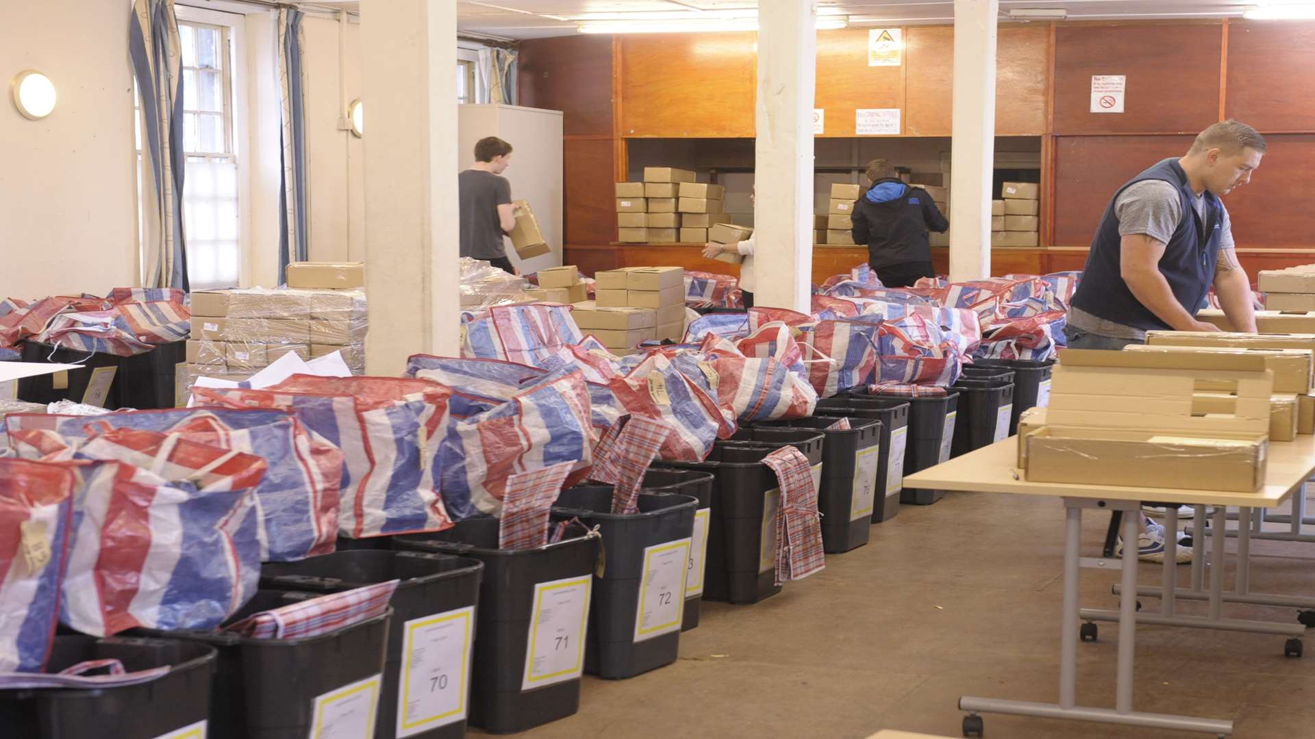 Ballot boxes and papers before an election. Stock image