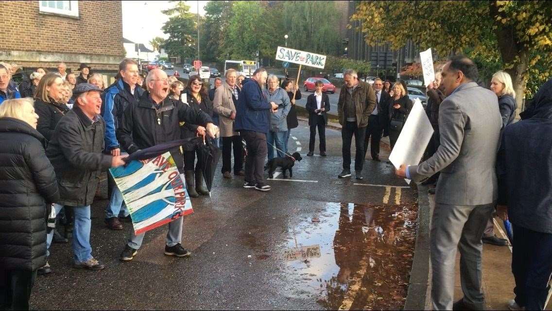 Tempers flared over Calverley Square at a protect outside Tunbridge Wells Town Hall