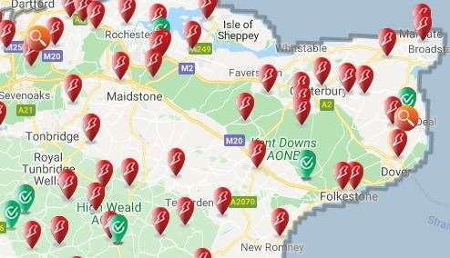Power is down in many towns across Kent. Picture: UK Power Network