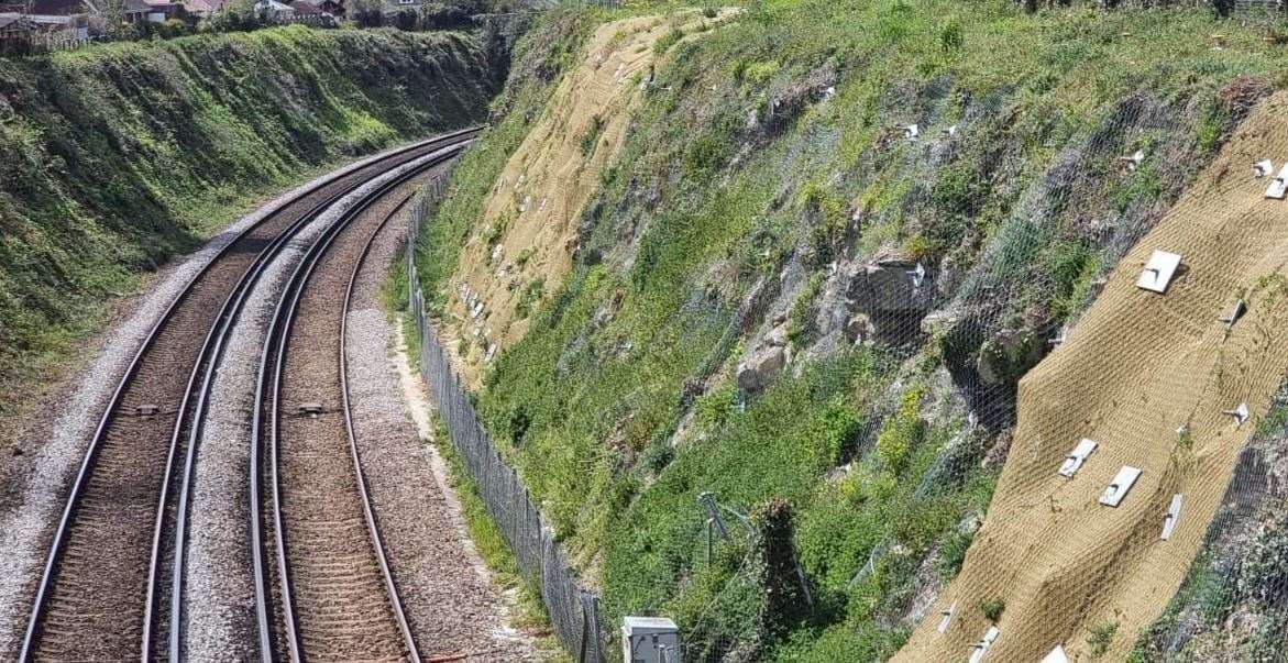 Network Rail has been stabilising the banks near the rail-line at Bearsted