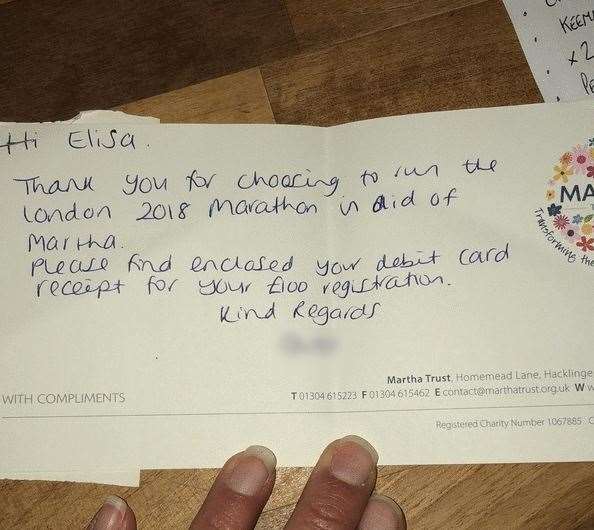 Elisa Ellis paid a £100 registration fee to the charity last June (1272894)