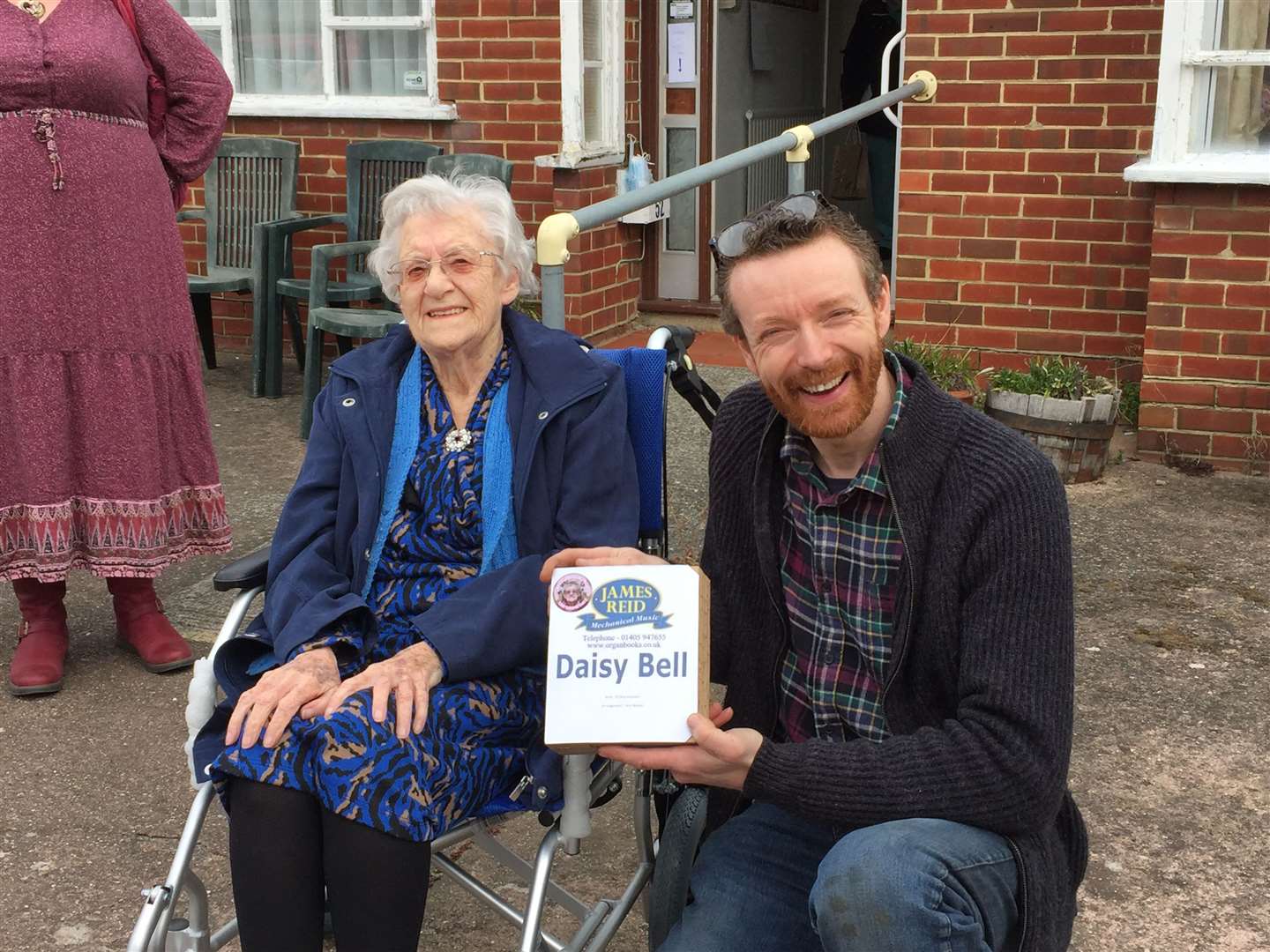 Yvonne Burgess with David Burville, who had her favourite song Daisy Bell cut into an organ book for her