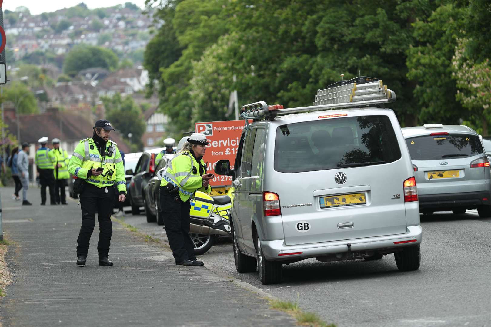 Police stopped vehicles on the A23 between London and Brighton near Patcham (Yui Mok/PA)