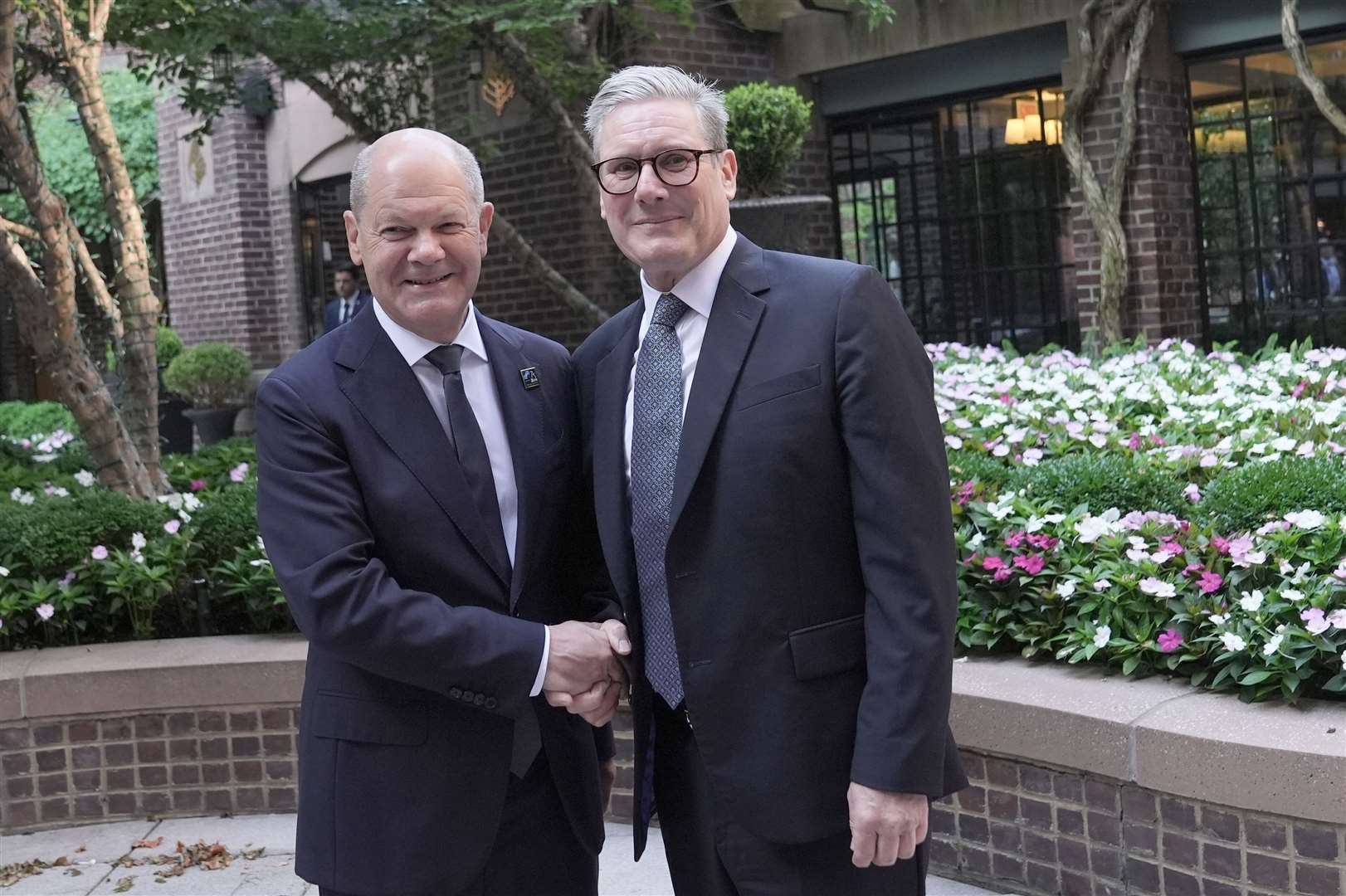 Prime Minister Sir Keir Starmer meeting German Chancellor Olaf Scholz in the margins of the Nato summit in Washington (Stefan Rousseau/PA)