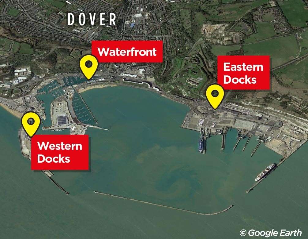 Three key areas along Dover's seafront will see changes made over the next 30 years as part of the Port of Dover 2050 project