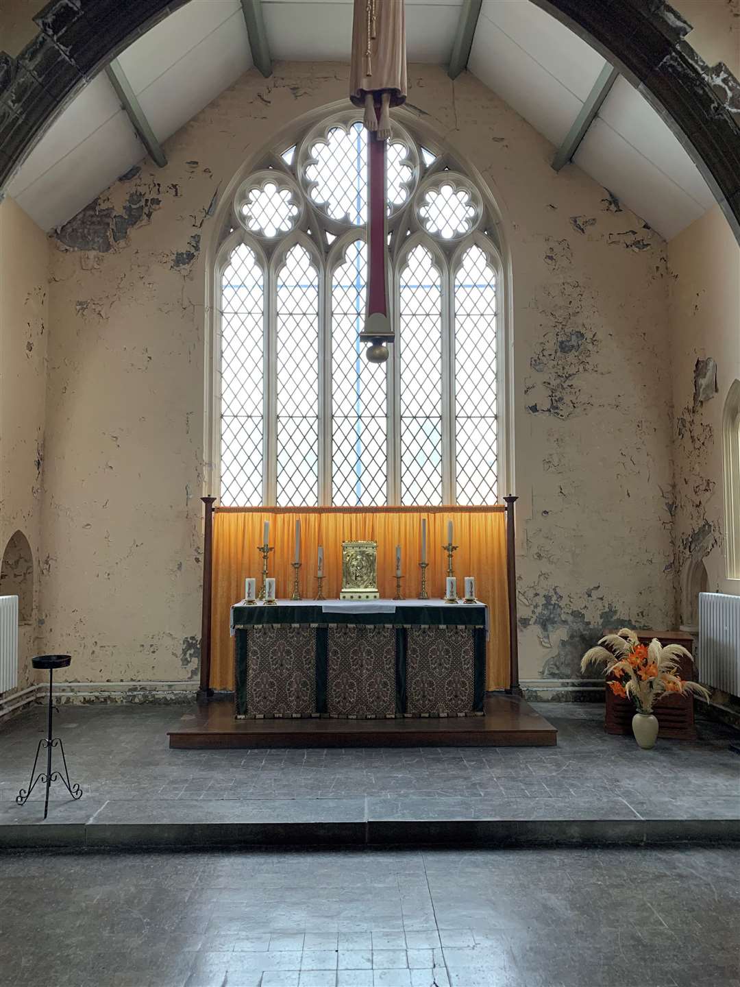 The damaged plaster at St Simon and St Jude Church (Phil Owen/PA)