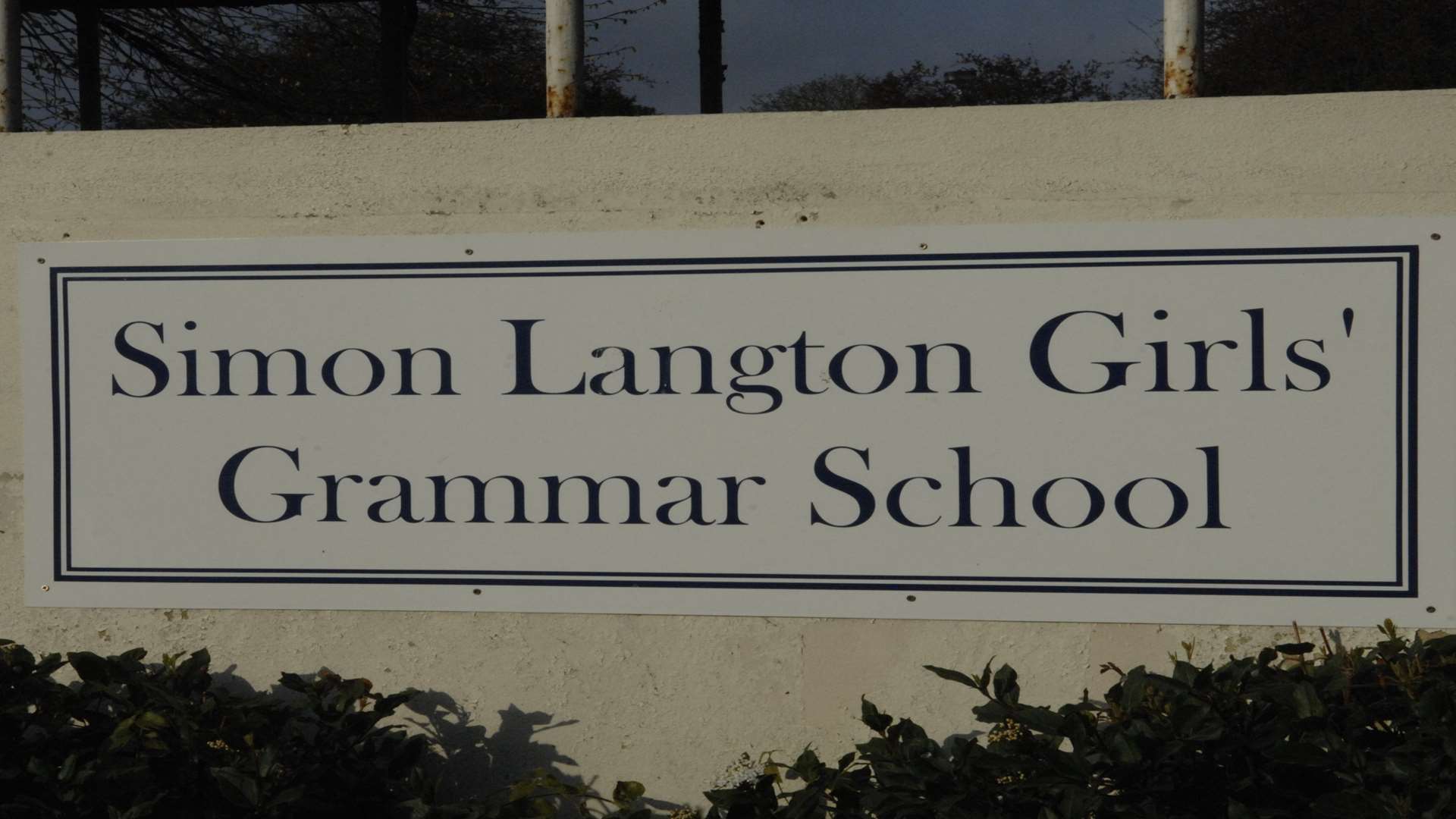 The school sign at Simon Langton Girls Grammar School