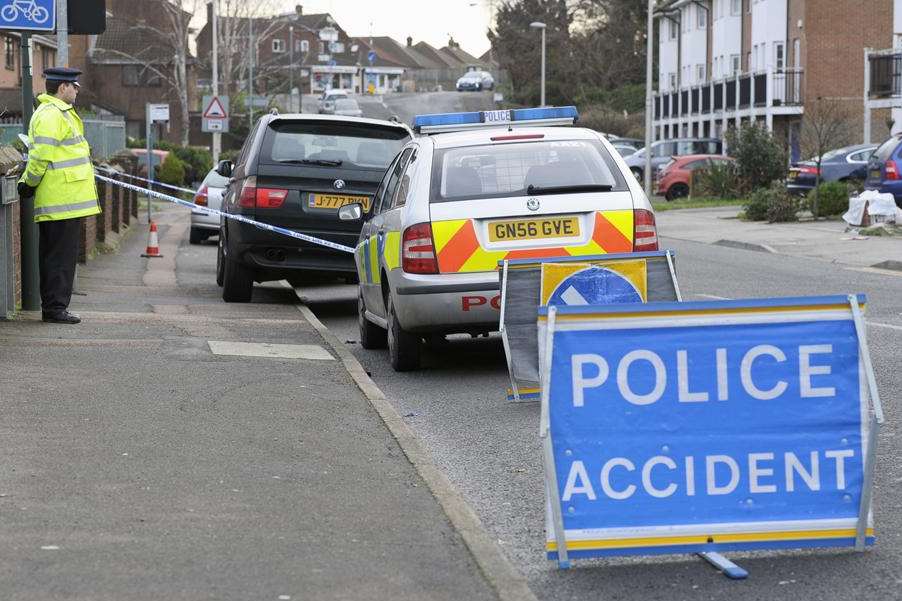 Police at the scene in Castlemaine Avenue, Gillingham, in January