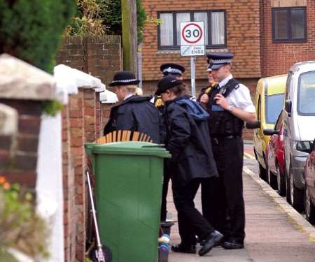 Police at the scene of the incident. Picture: Dave Downey