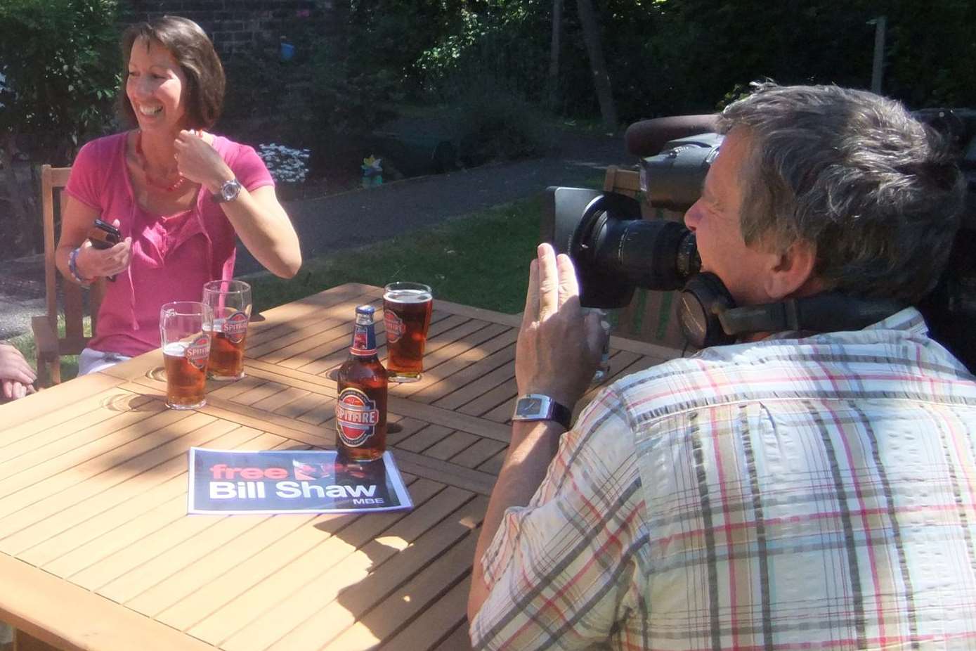 Edwards Harvey pulled off a last minute PR stunt when they got the family of Bill Shaw to celebrate his release from an Afghan prison with a pint of Spitfire