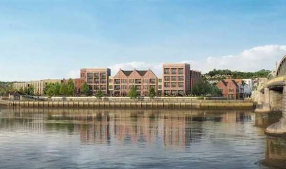 The Strood project would feature 195 homes next to the River Medway. Picture: Medway Development Company/BPTW Architecture