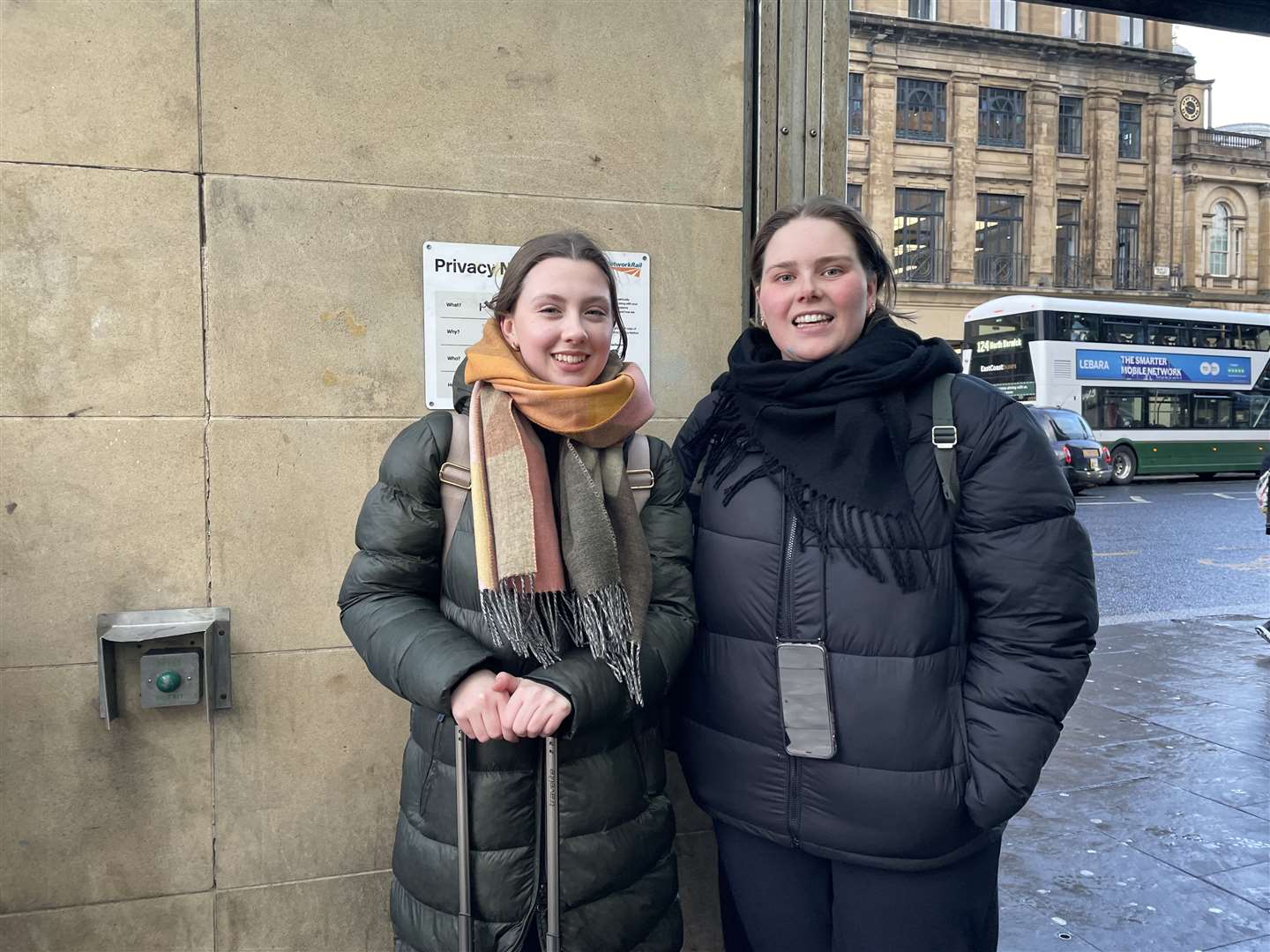 Katharina Ende, right, and Sophie Bolohlavek had been hoping to see the fireworks over Edinburgh Castle (PA)