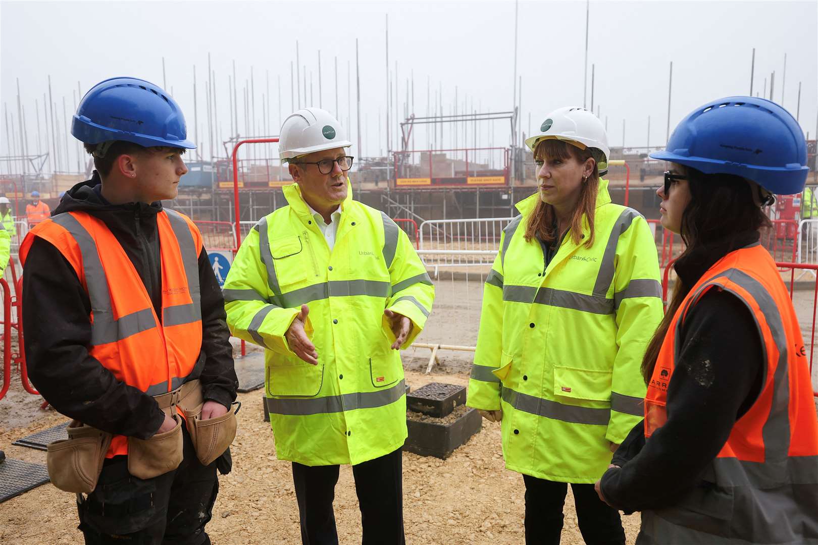 Prime Minister Sir Keir Starmer and Deputy Prime Minister Angela Rayner during a visit to a construction site in Cambridge (Chris Radburn/PA)