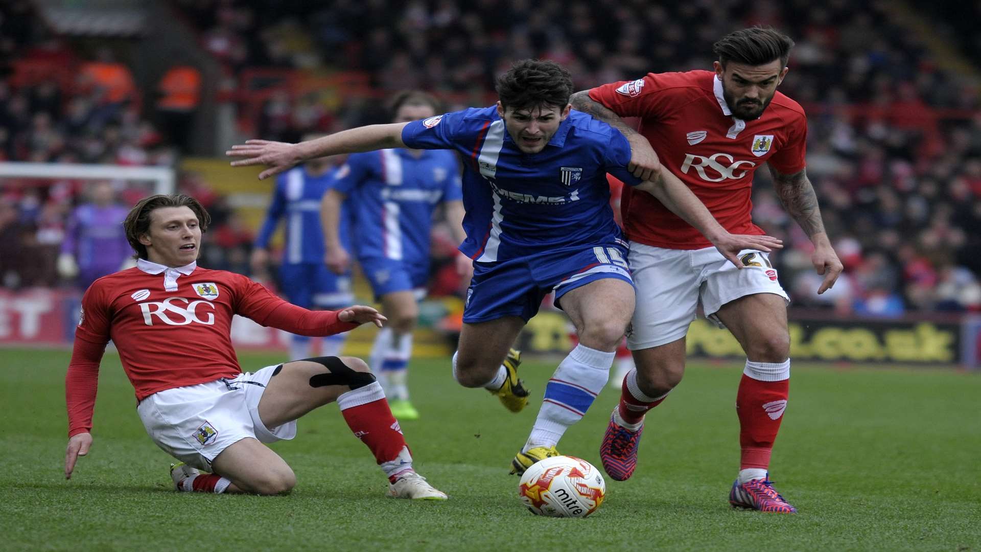 Aaron Morris in action for Gillingham against Bristol City Picture: Barry Goodwin