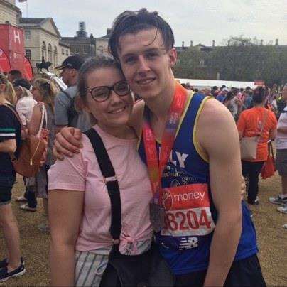 Jess Green and Olly Baker, 18, from New Ash Green. Olly ran to raise money for Jess, who had a liver transplant at 10 months old