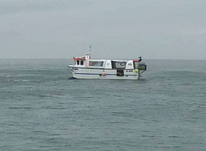 Margate's RNLI lifeboat stands by the fishing vessel, slong with the coastguard helicopter. Picture: RNLI Margate/Karl Davey Picture: RNLI Margate/Karl Davey