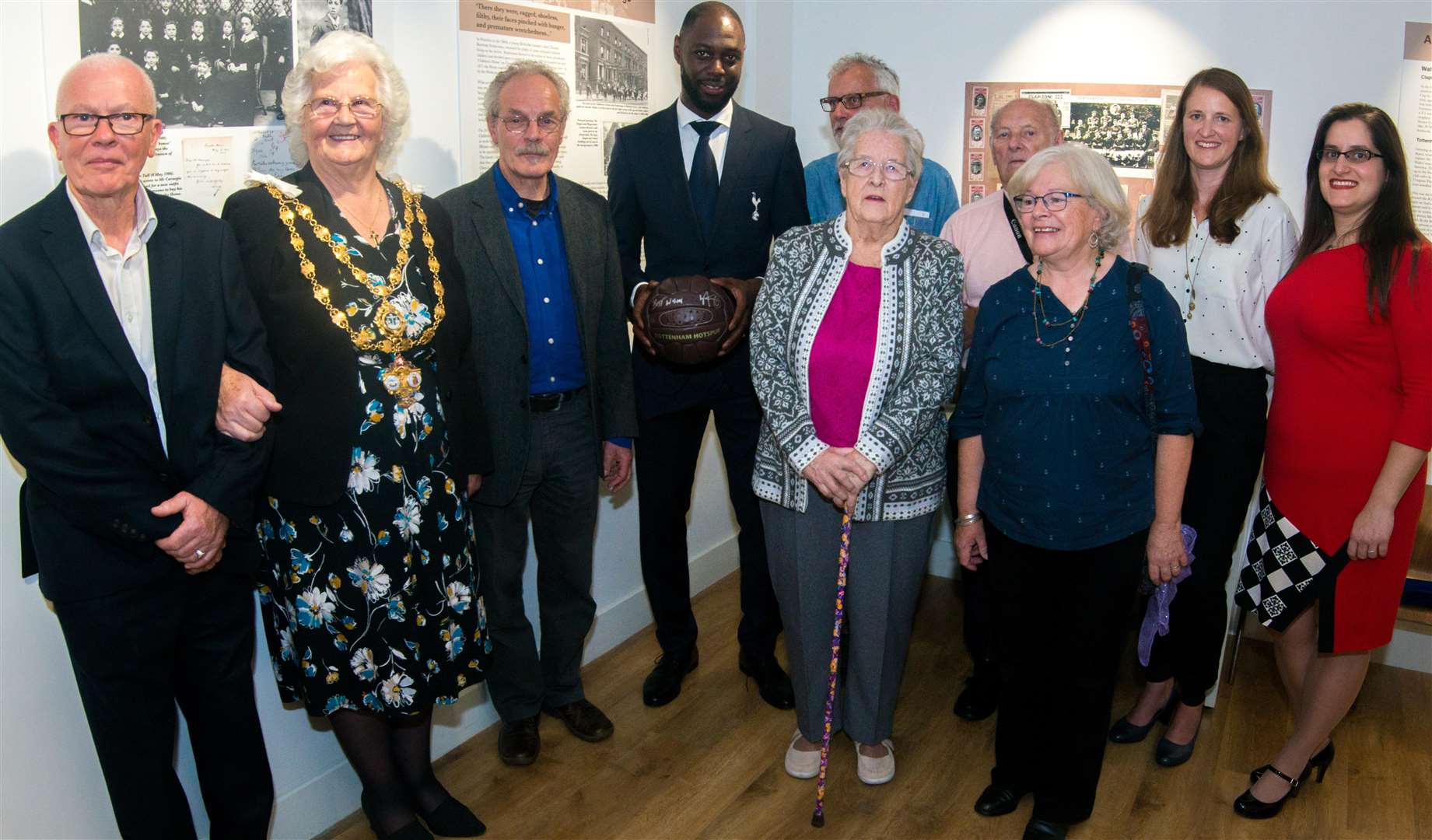 Left to right: Ed Finlayson (Walter’s Nephew), Cllr Ann Berry, Duncan Finlayson (Walter’s Nephew), Ledley King (former Tottenham and England Player), Phil Vasili (Author and Biographer), Rita Humphries (Walter’s Granddaughter), Charles Humphries, Iona Finlayson (Walter’s Niece), Sally Hough, Jen Buchman (4522757)