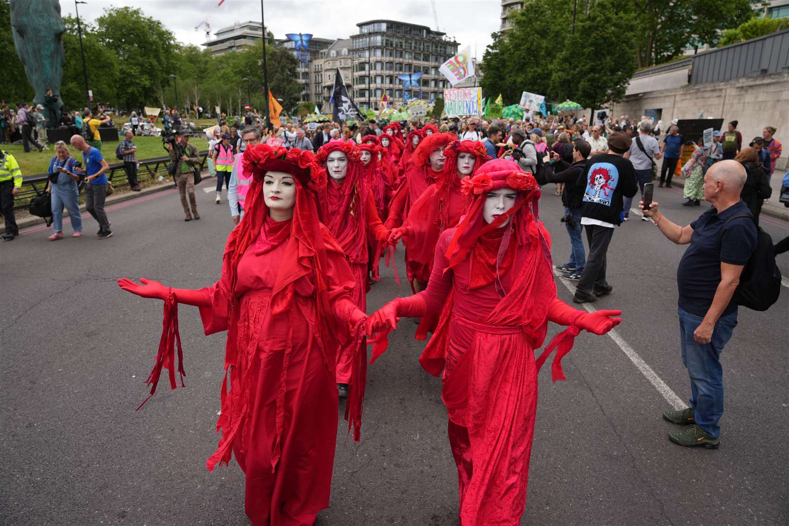 The Red Rebel Brigade took part in the march (Jeff Moore/PA)