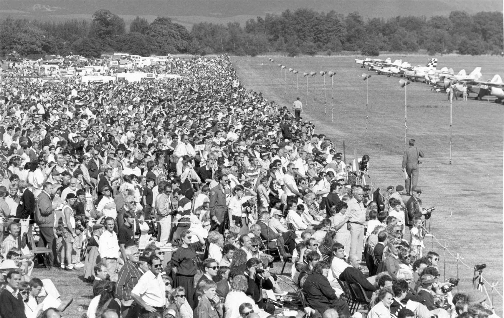 Crowds at The Great Warbirds airshow at West Malling, Kent. August 28, 1989
