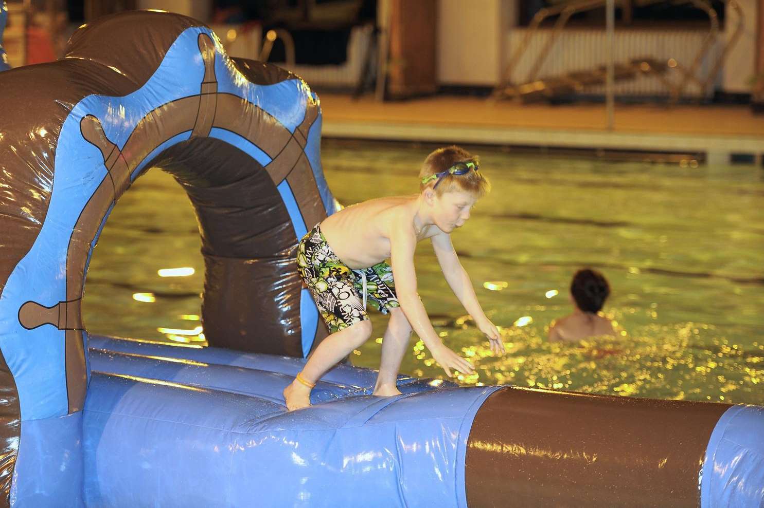 Stanley, 7, at a family pool party at the first Medway Big Splash