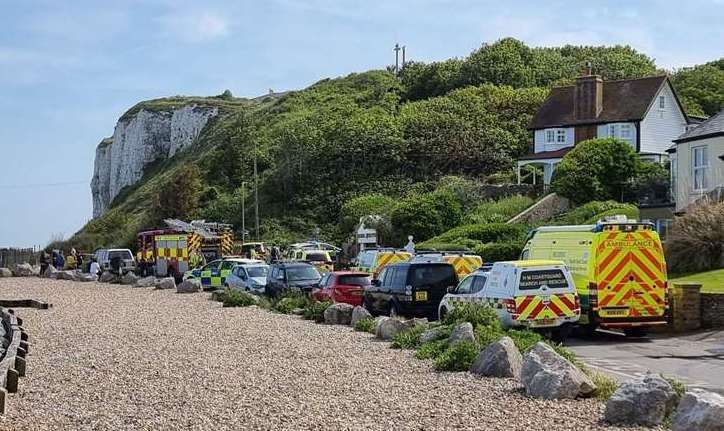 The huge emergency services response in Kingsdown on Sunday. Picture: @WilliamofKent