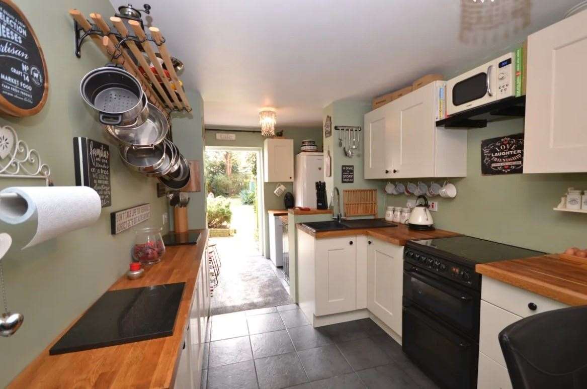 The kitchen/diner runs the full-length of the house. Picture: Zoopla / Andrew & Co