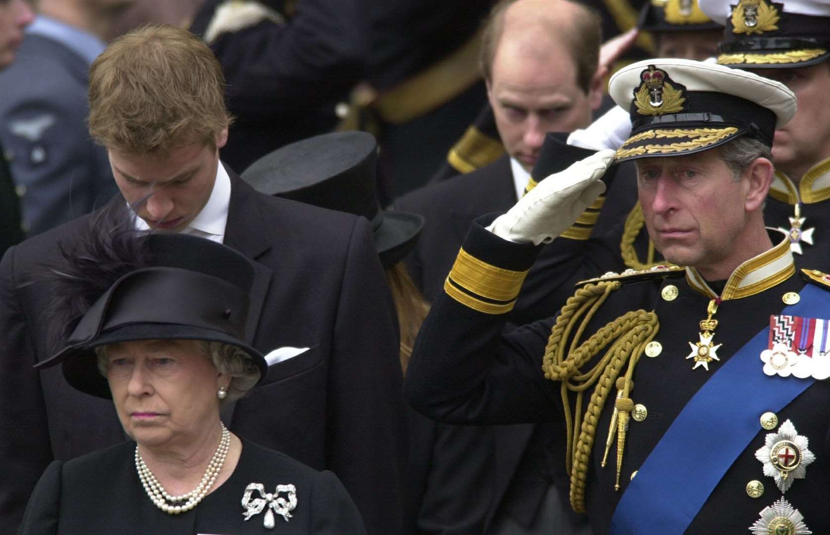 The Queen, with the Prince of Wales, Prince William and the Earl of Wessex after the Queen Mother’s funeral (Toby Melville/PA)