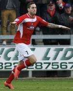 Liam Enver-Marum wheels away after giving Ebbsfleet the lead just three minutes into the second half