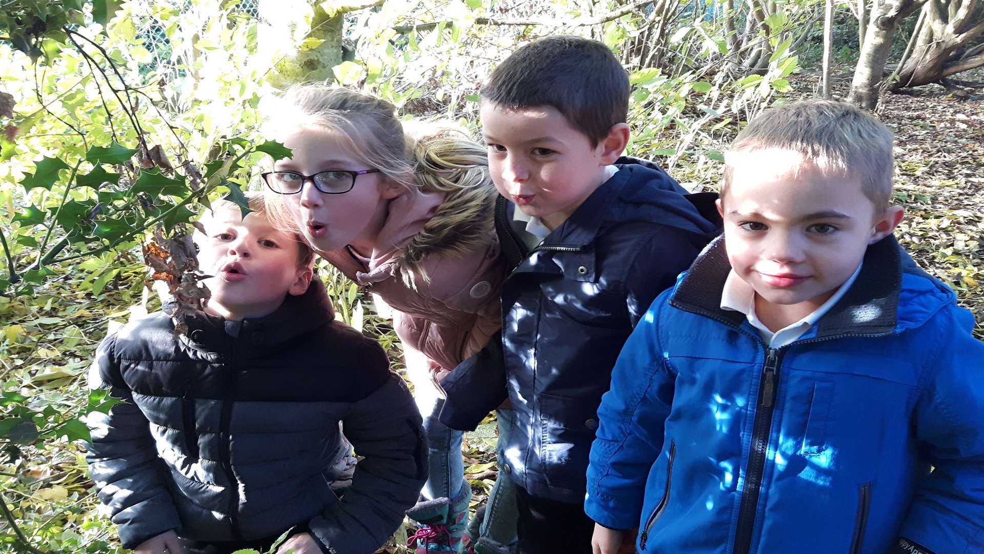 Beating the vandals: Joseph Maskrey, Sophia Page, Lewis Best and Callum Williamson experimenting in the Green Zone at Sandown Primary