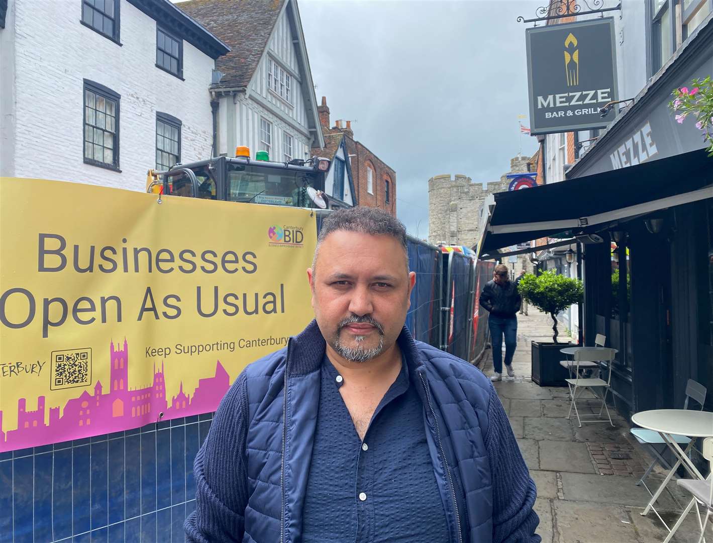 Hakan Ozlu, owner of Mezze Bar and Grill, says the roadworks on St Peter's Street have cut the restaurant's trade by 70%