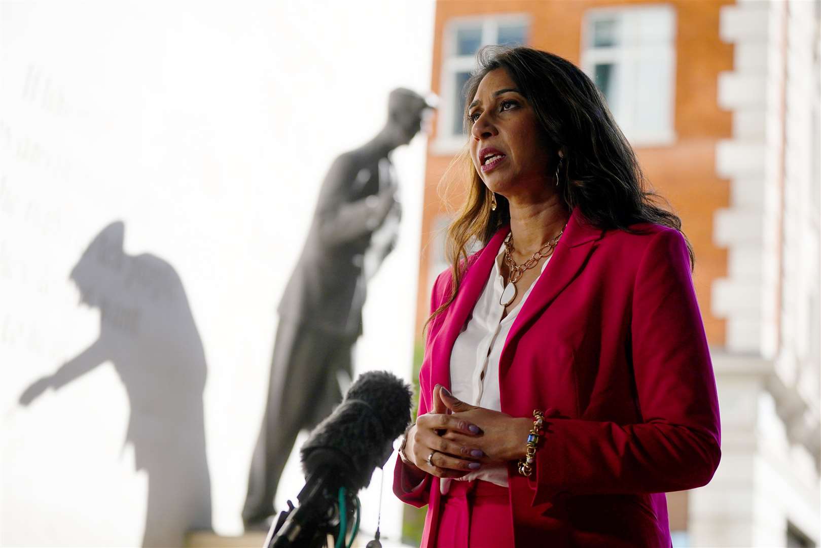 Suella Braverman said she would welcome Nigel Farage into the Conservative Party (Victoria Jones/PA)