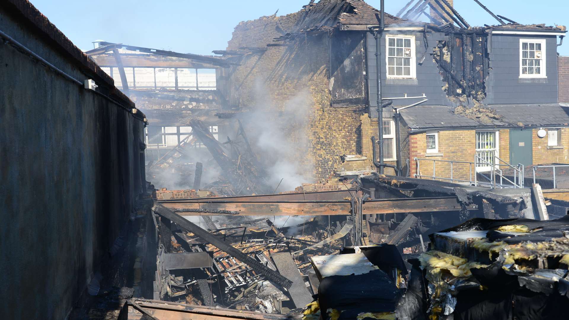 The gutted building