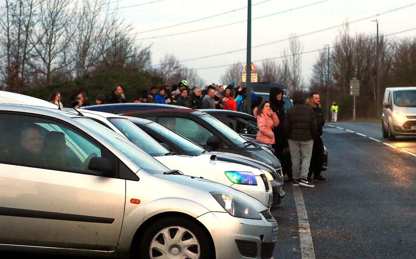 Traffic on the M25 and surrounding roads was halted as it was watched by hundreds of people in the area. Picture: Phil Lee