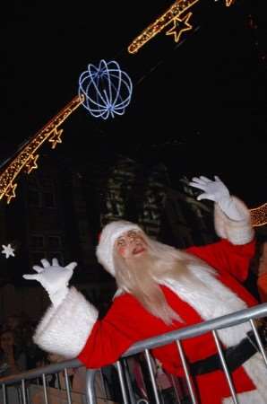 Father Christmas with the Christmas lights