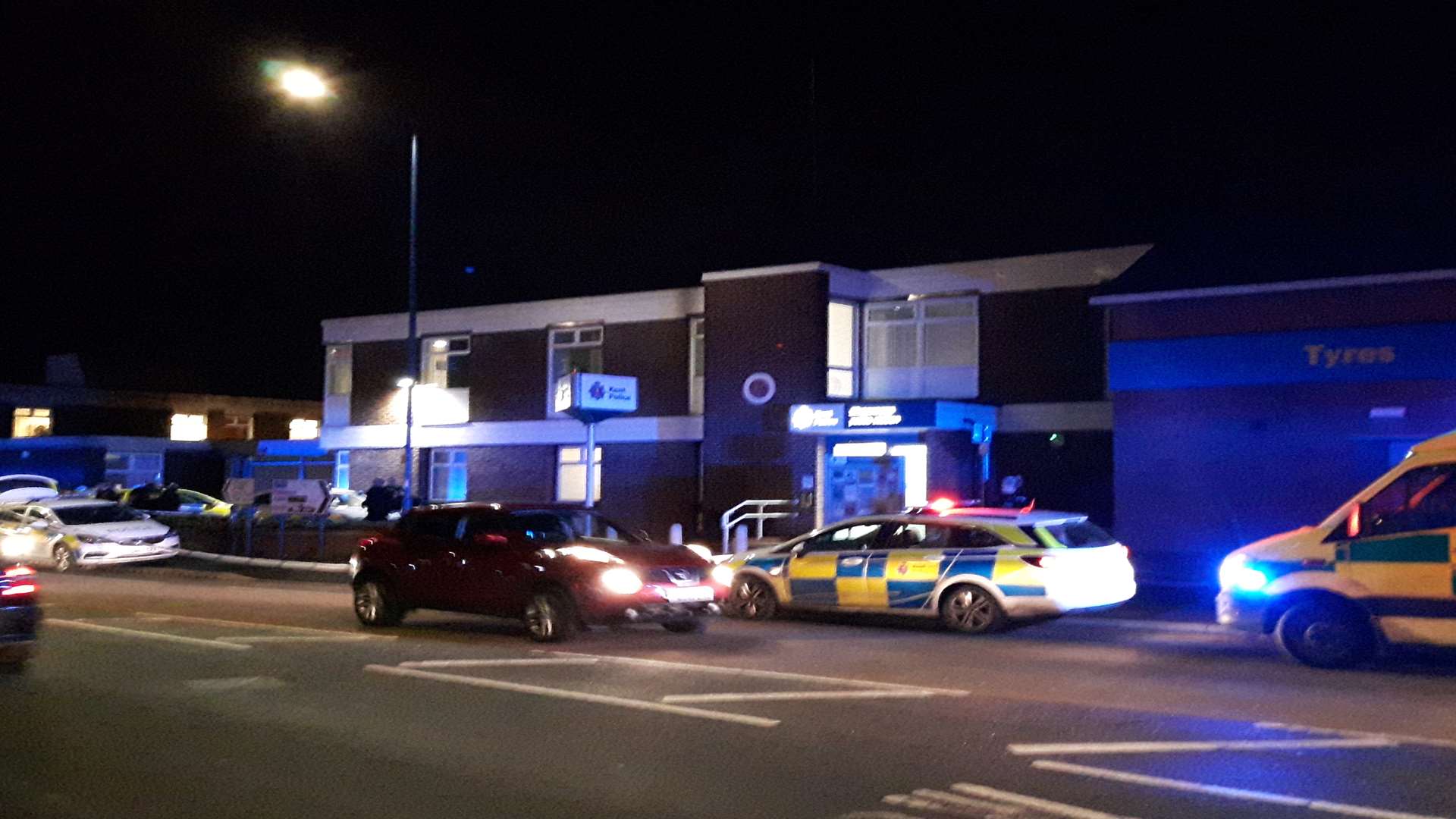 Police and ambulance crews at Sheerness Police Station