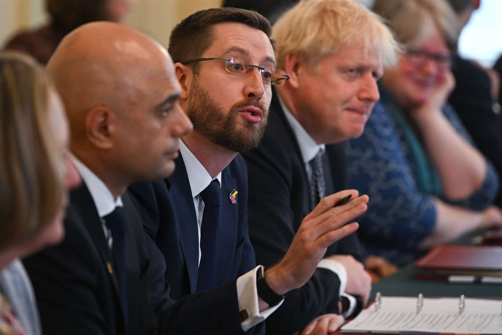 Cabinet Secretary Simon Case with then prime minister Boris Johnson (Justin Tallis/PA)