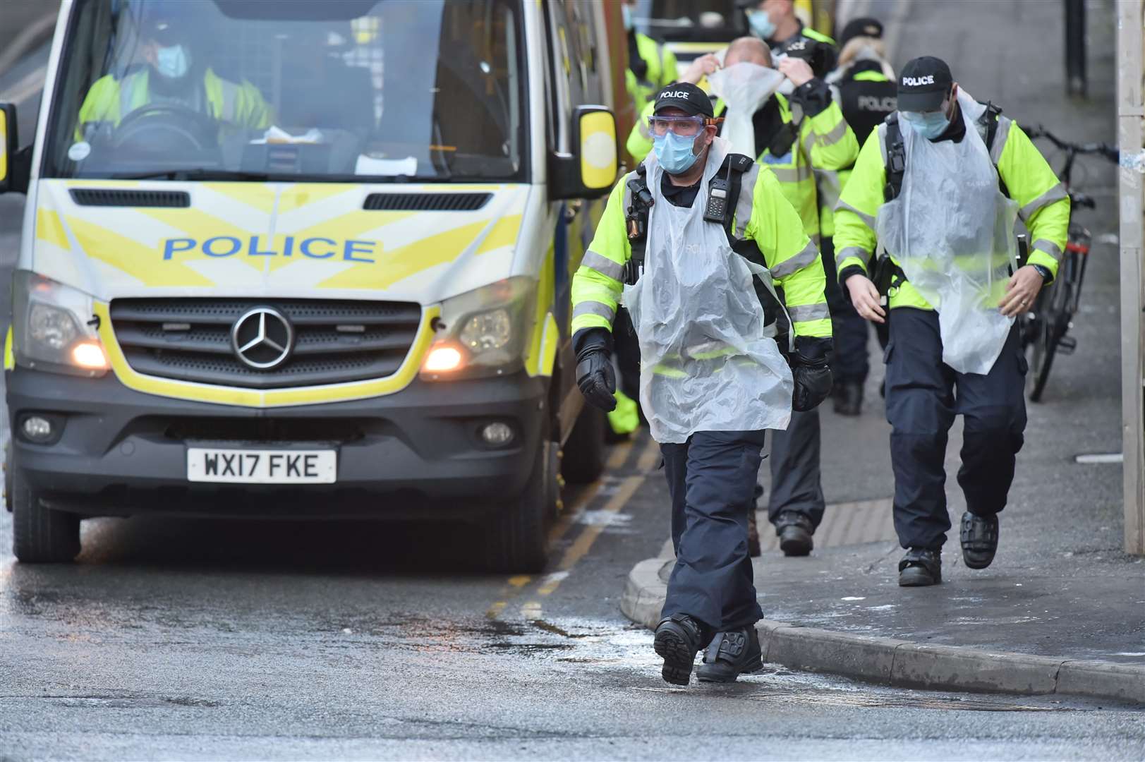 Police outside Bristol Magistrates’ Court (Ben Birchall/PA)