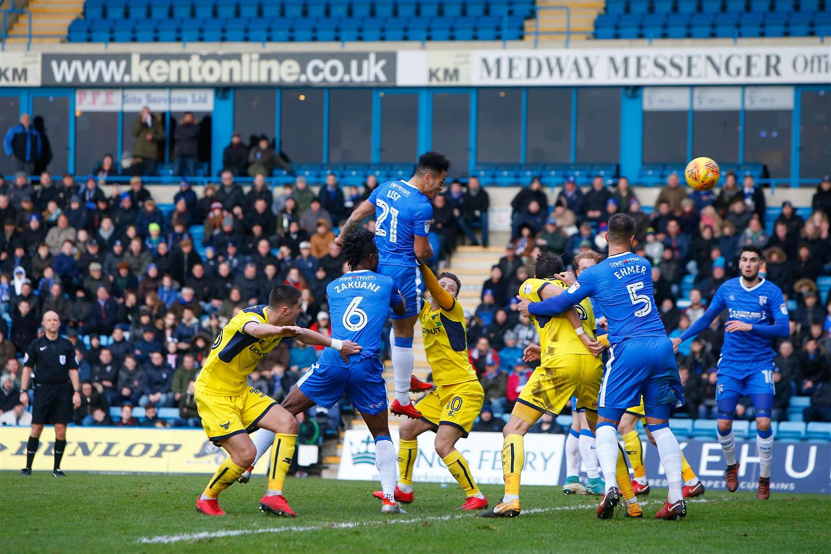 Gillingham's Elliott List in action against Oxford United Picture: Andy Jones