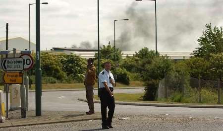 The scene from outside the exclusion zone: Picture: BARRY GOODWIN